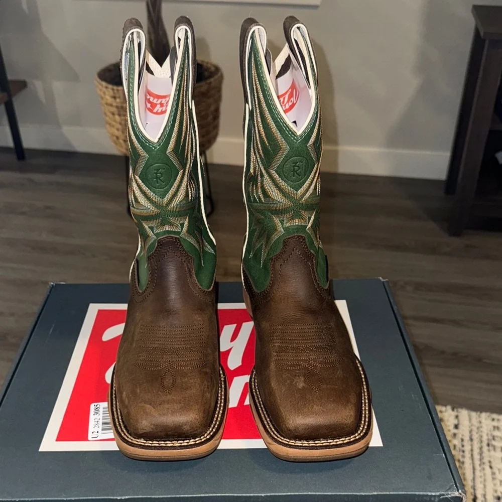 Tony Lama Bartlett Amber Buffalo Boots - Picture 2 of 6